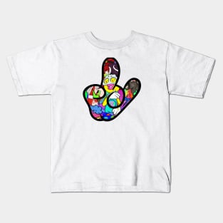 Cool rock and roll hand gesture logo drawing Kids T-Shirt